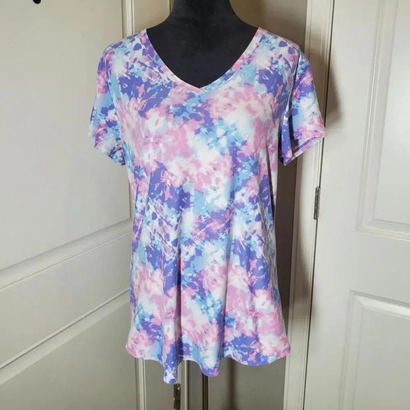 NOBO No Boundaries Juniors Tie Dye Short Sleeve V-Neck Tee XL 15-17 - Picture 1 of 13